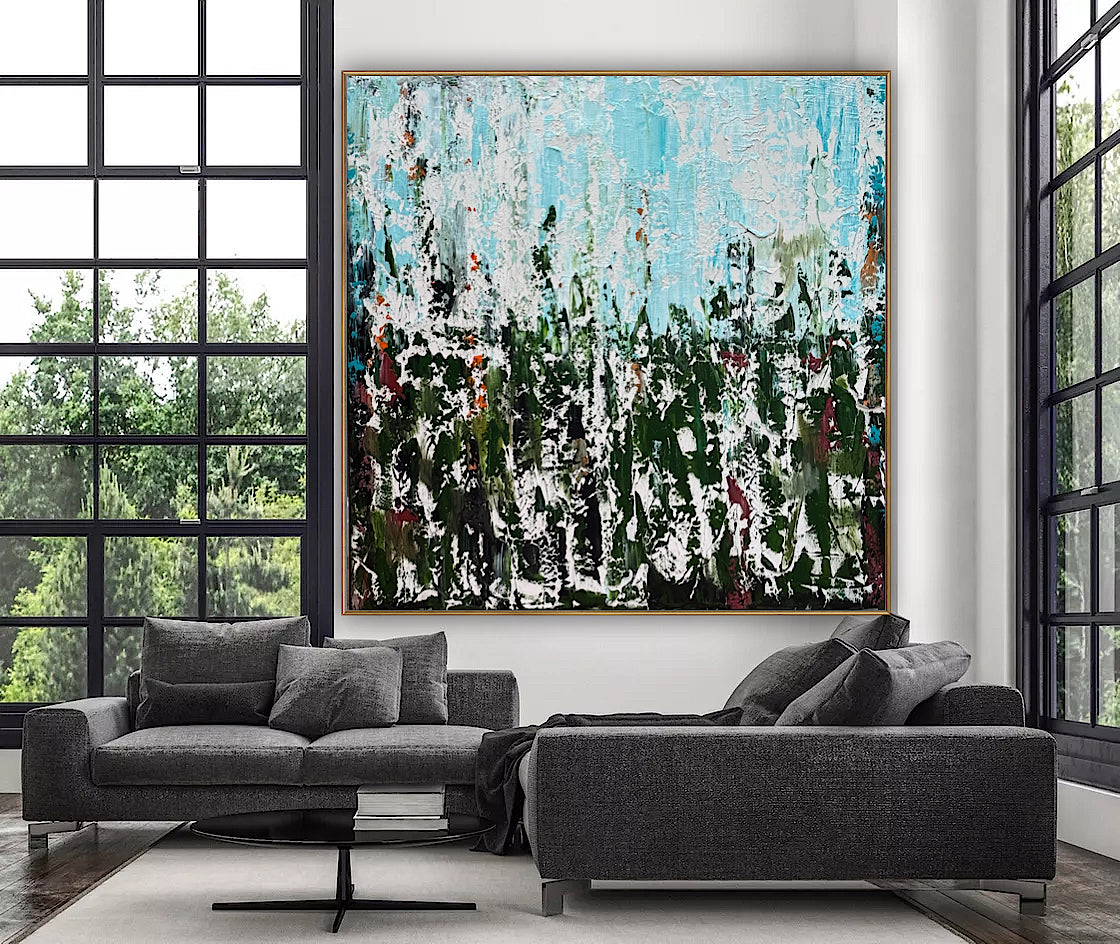 Oka Textured Abstract Original Oil Painting On Canvas 90x90cm Atelier Émeraude