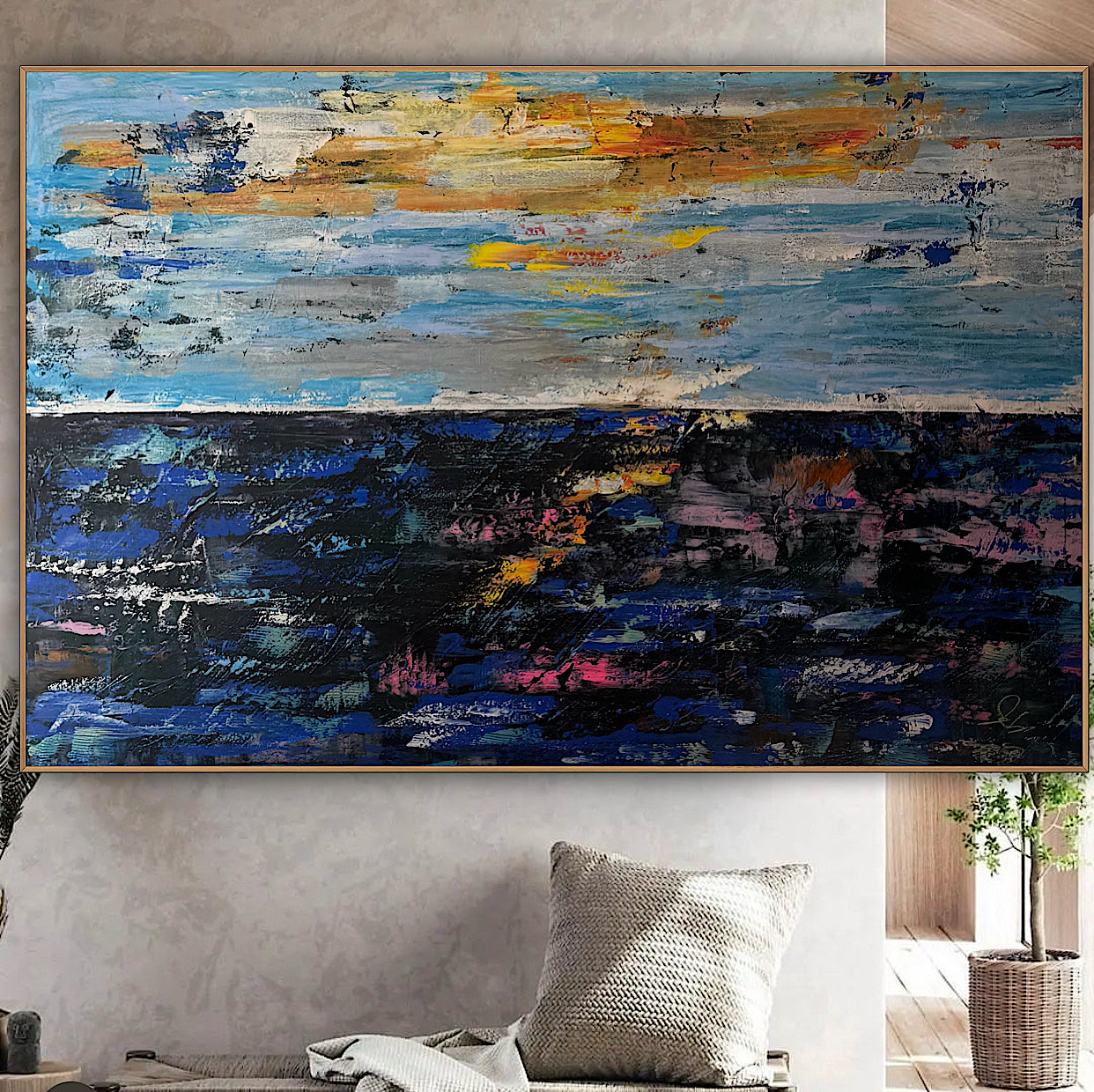 Original Abstract Oil Painting On Canvas 150cm x 100cm Depth of Silence Oka seascape
