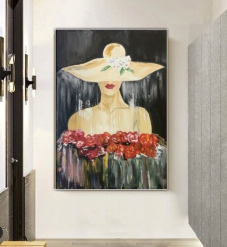 Richter StyLe Original Oil Painting On Canvas 102x70cm Woman In The Rain Vogue portrait