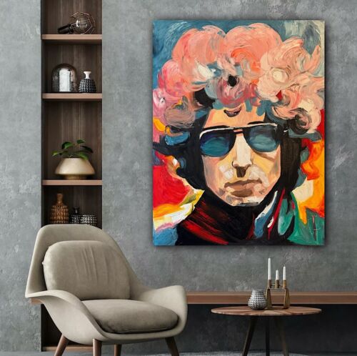 Richter StyLe Abstract Original Oil Painting On Canvas 90x70cm Bob Dylan Pop Art music