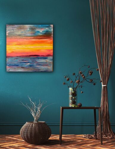 Monet Style Impressionist Abstrat original Oil Painting on Canvas 50x50cm Ocean