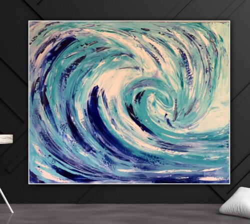 Large Abstract Impressionist Original Oil Painting On  50 X60cm Canvas ‘Waves’