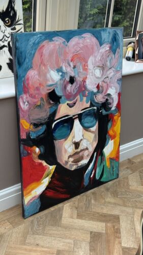 Richter StyLe Abstract Original Oil Painting On Canvas 90x70cm Bob Dylan Pop Art music