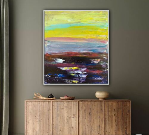 Richter Abstract original oil Painting on  Canvas 60X 50cm Sunset seaside escape