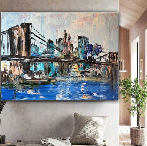 Kandinsky Stl Original Abstract Oil Painting On Canvas 100x80cm Brooklyn Bridge city