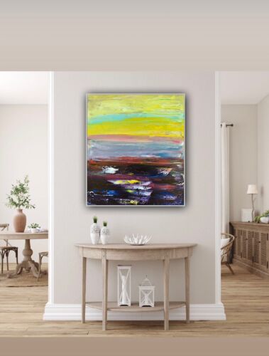 Richter Abstract original oil Painting on  Canvas 60X 50cm Sunset seaside escape