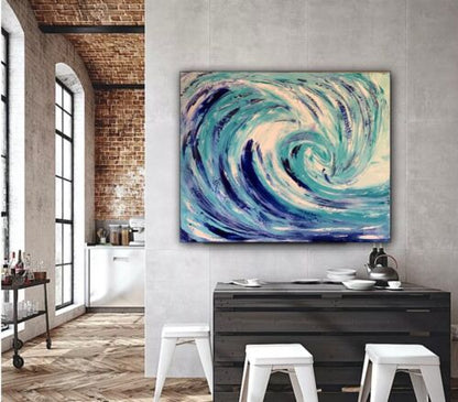 Large Abstract Impressionist Original Oil Painting On  50 X60cm Canvas ‘Waves’