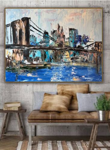 Kandinsky Stl Original Abstract Oil Painting On Canvas 100x80cm Brooklyn Bridge city