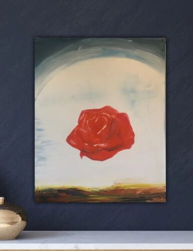 Salvador Dali Surrealist Large Oil Painting On Canvas 50X40cm Meditative Rose study