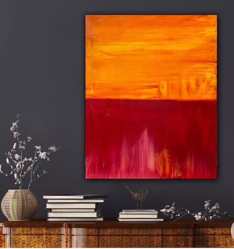 MarK Rothko Style Rustic Abstract Original Oil Painting On Canvas 50x40cm Red