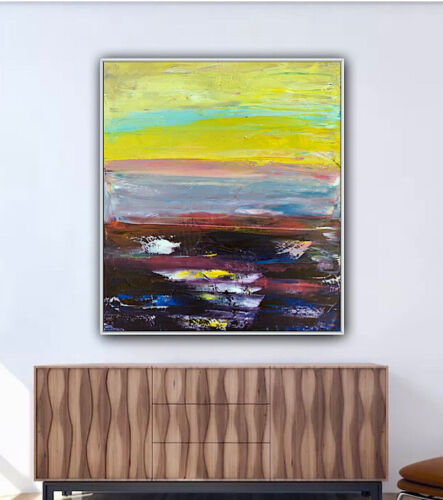 Richter Abstract original oil Painting on  Canvas 60X 50cm Sunset seaside escape