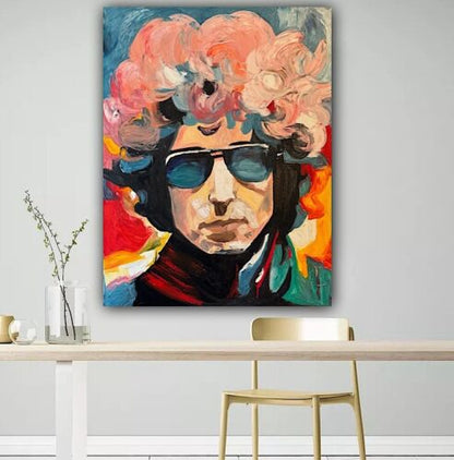 Richter StyLe Abstract Original Oil Painting On Canvas 90x70cm Bob Dylan Pop Art music