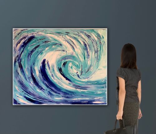 Large Abstract Impressionist Original Oil Painting On  50 X60cm Canvas ‘Waves’