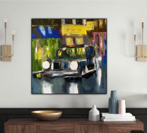 Richter Style Abstract Oil Painting On Deep 3.8cm Canvas 50X50cm London At Night