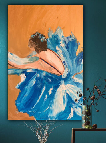 textured style Original Abstract Oil Painting On Canvas 90x60cm Ballet dancer II music