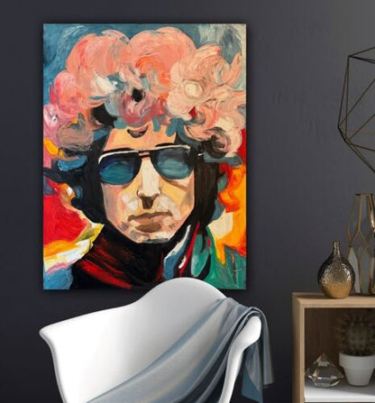 Richter StyLe Abstract Original Oil Painting On Canvas 90x70cm Bob Dylan Pop Art music