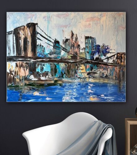 Kandinsky Stl Original Abstract Oil Painting On Canvas 100x80cm Brooklyn Bridge city