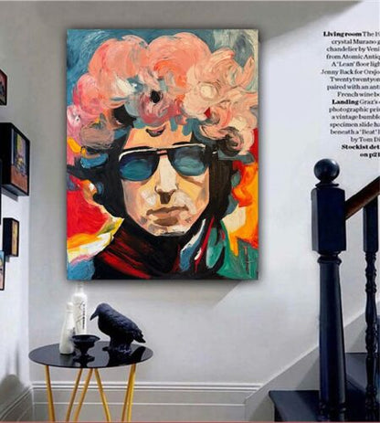 Richter StyLe Abstract Original Oil Painting On Canvas 90x70cm Bob Dylan Pop Art music