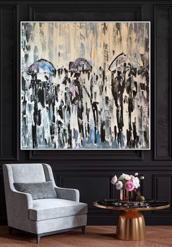 Richter Original Abstract Oil Painting 100x100cm On  2cm Canvas London Rain I