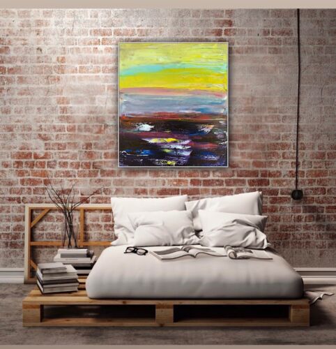 Richter Abstract original oil Painting on  Canvas 60X 50cm Sunset seaside escape