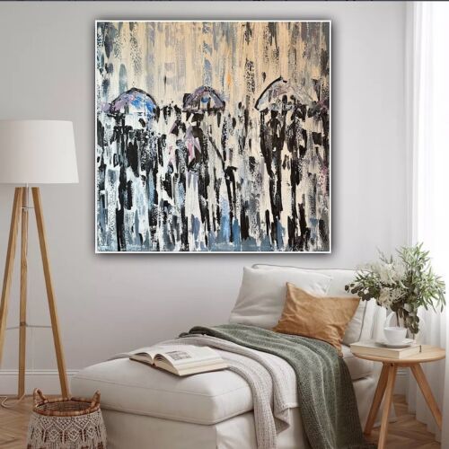 Richter Original Abstract Oil Painting 100x100cm On  2cm Canvas London Rain I