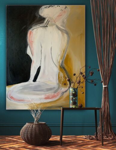 Large Abstract Original Oil Painting On 100x77cm canvas Rest time Nude theme