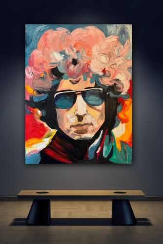 Richter StyLe Abstract Original Oil Painting On Canvas 90x70cm Bob Dylan Pop Art music