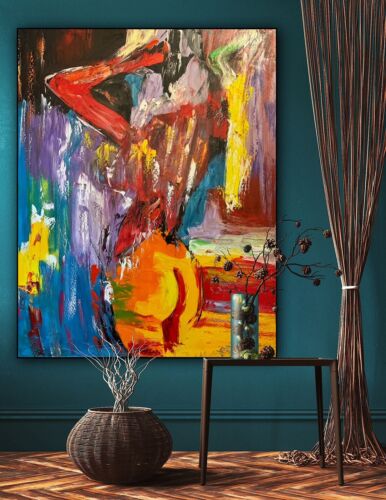 Large Abstract Original Oil Painting On 100x80cm canvas Shower time Nude theme