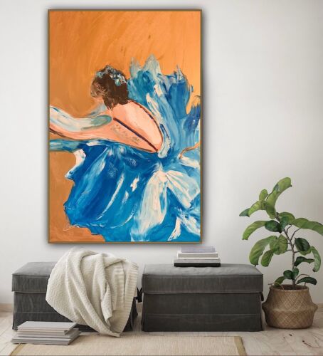 textured style Original Abstract Oil Painting On Canvas 90x60cm Ballet dancer II music