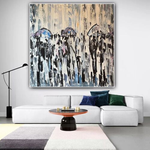 Richter Original Abstract Oil Painting 100x100cm On  2cm Canvas London Rain I