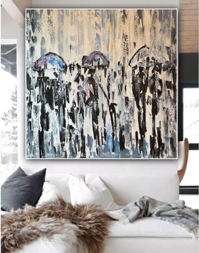 Richter Original Abstract Oil Painting 100x100cm On  2cm Canvas London Rain I