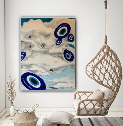 impresionist Abstract Original Oil Painting 2cm Canvas 47x60cm Eye In The Sky