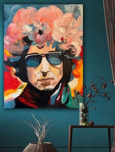 Richter StyLe Abstract Original Oil Painting On Canvas 90x70cm Bob Dylan Pop Art music