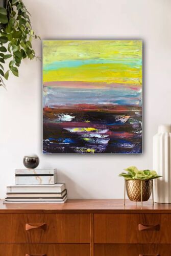 Richter Abstract original oil Painting on  Canvas 60X 50cm Sunset seaside escape