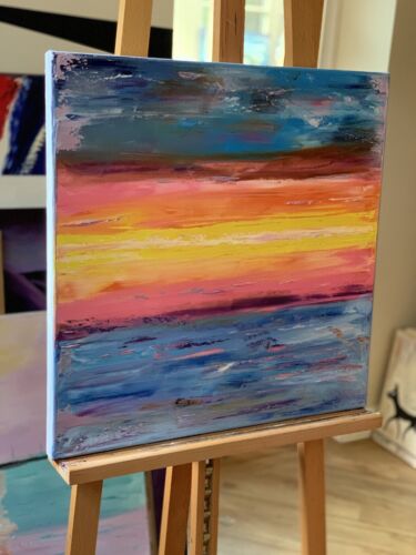 Monet Style Impressionist Abstrat original Oil Painting on Canvas 50x50cm Ocean