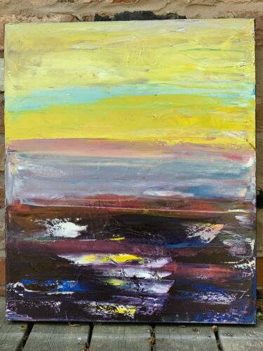 Richter Abstract original oil Painting on  Canvas 60X 50cm Sunset seaside escape