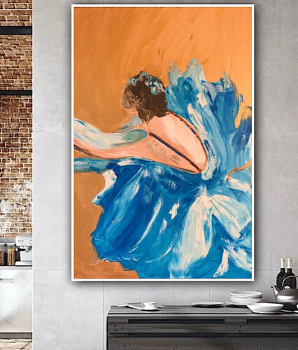 textured style Original Abstract Oil Painting On Canvas 90x60cm Ballet dancer II music