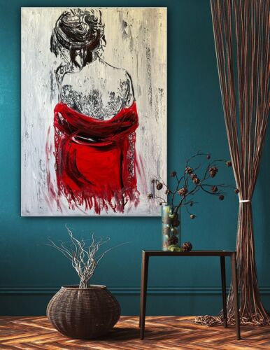 Richter StyLe Abstract Original Oil Painting On Canvas 70x50cm Morning Nude Red