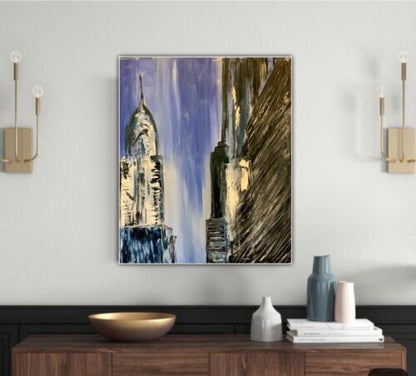 Richter Abstract Original Oil Painting On Canvas 50X60cm New York Cityscape Oka