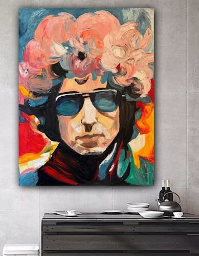 Richter StyLe Abstract Original Oil Painting On Canvas 90x70cm Bob Dylan Pop Art music