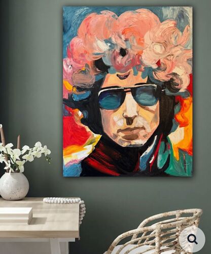 Richter StyLe Abstract Original Oil Painting On Canvas 90x70cm Bob Dylan Pop Art music