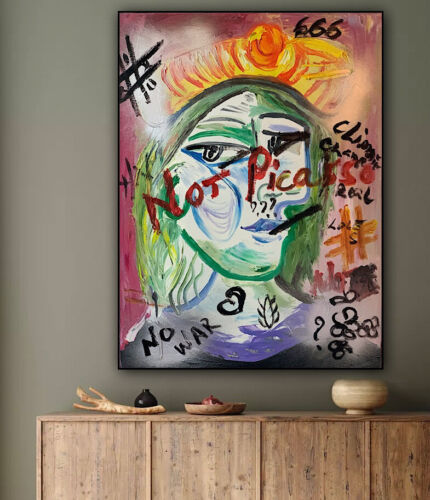 Abstract Oil Painting On 1.8cm Canvas 45x60cm Graffiti Art ‘Woman Love’