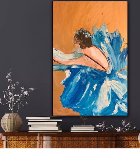 textured style Original Abstract Oil Painting On Canvas 90x60cm Ballet dancer II music