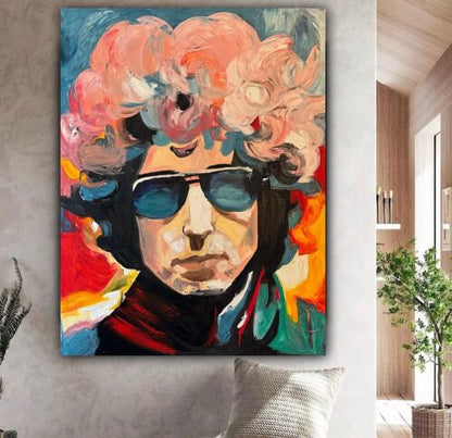 Richter StyLe Abstract Original Oil Painting On Canvas 90x70cm Bob Dylan Pop Art music