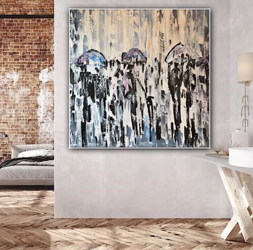 Richter Original Abstract Oil Painting 100x100cm On  2cm Canvas London Rain I