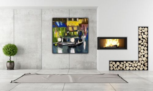 Richter Style Abstract Oil Painting On Deep 3.8cm Canvas 50X50cm London At Night