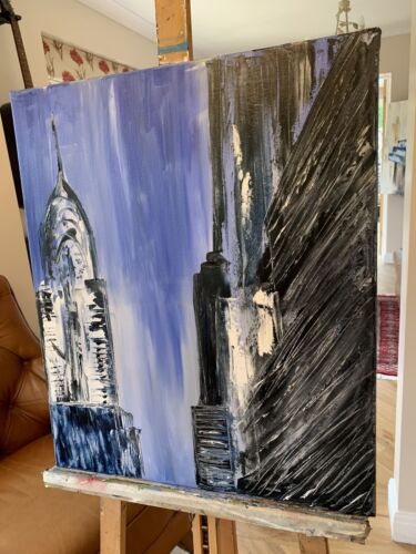 Richter Abstract Original Oil Painting On Canvas 50X60cm New York Cityscape Oka