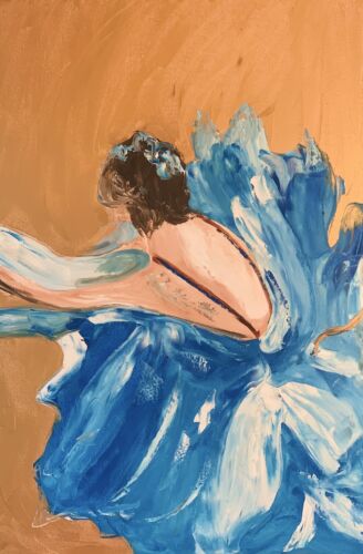 textured style Original Abstract Oil Painting On Canvas 90x60cm Ballet dancer II music