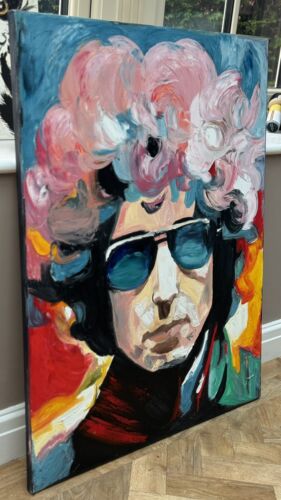 Richter StyLe Abstract Original Oil Painting On Canvas 90x70cm Bob Dylan Pop Art music