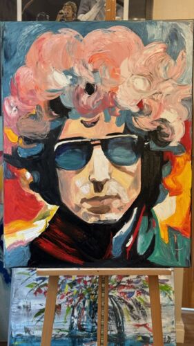 Richter StyLe Abstract Original Oil Painting On Canvas 90x70cm Bob Dylan Pop Art music